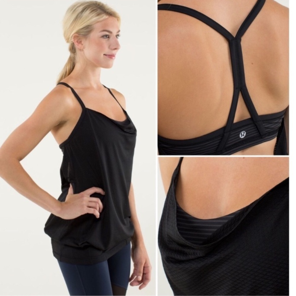 L.Lululemon C.Y.B Tank Black / Hyper Stripe Black - Picture 2 of 16
